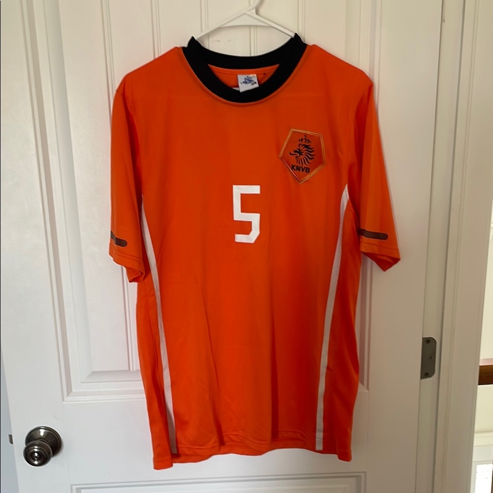 KNVB Netherlands Orange Soccer Jersey / # 5 Longworth
